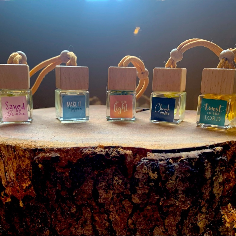 Spiritual themed portable air fresheners filled with delightful scents & flowers